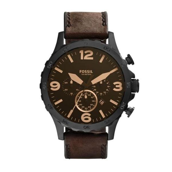 Fossil Nate Chronograph Brown Dial Brown Leather Strap Watch for Men - JR1487 Buy Now By Fossil