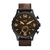 Fossil Nate Chronograph Brown Dial Brown Leather Strap Watch for Men - JR1487 Buy Now By Fossil