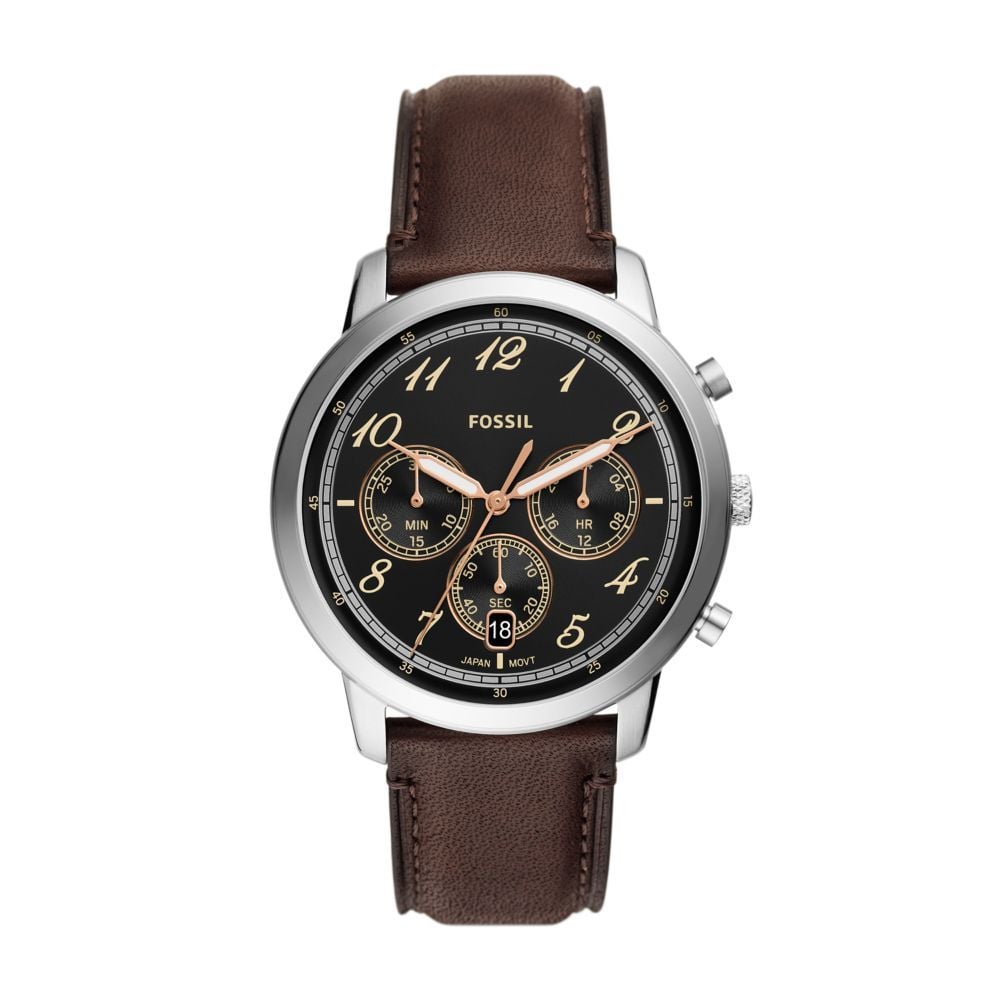 Fossil Neutra Chronograph Black Dial Brown Leather Strap Watch for Men - FS6024 Buy Now By Fossil