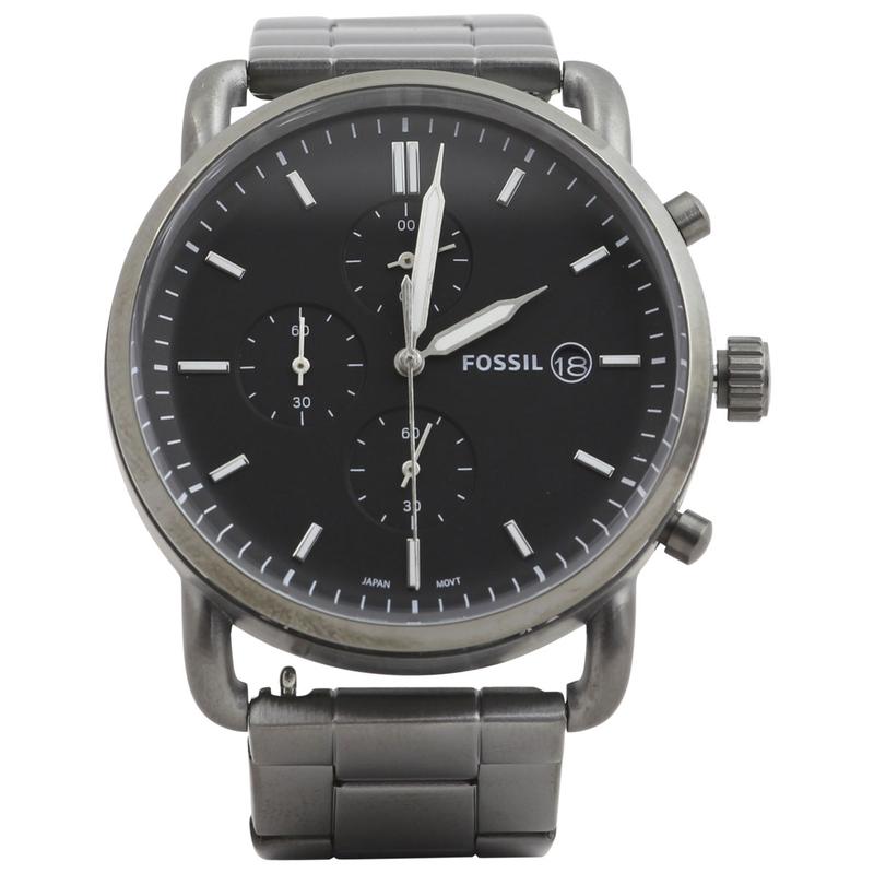 Fossil The Commuter Black Dial Grey Steel Strap Watch for Men - FS5400 Buy Now By Fossil
