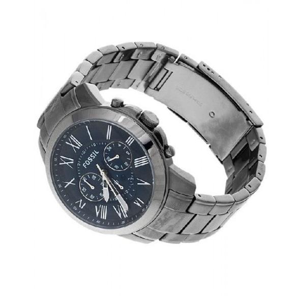 Fossil Grant Chronograph Blue Dial Grey Steel Strap Watch for Men - FS4831 Buy Now By Fossil