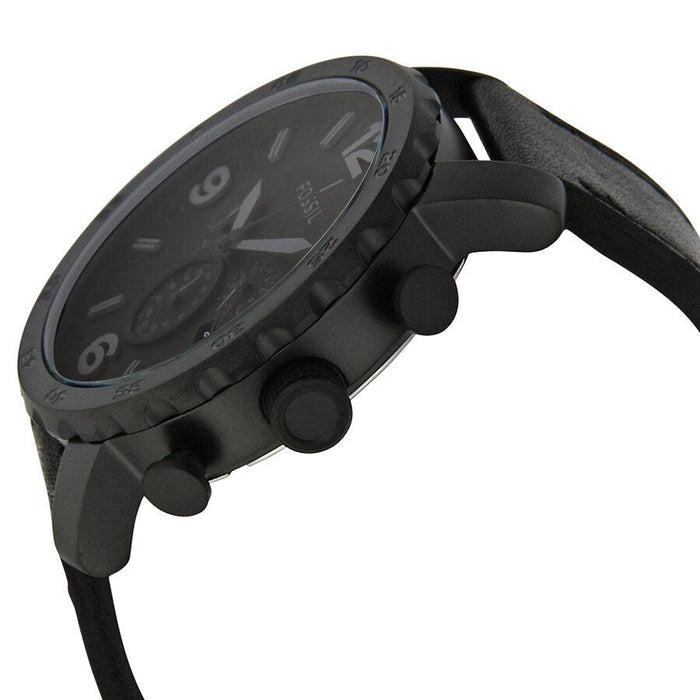 Fossil Nate Chronograph Black Dial Black Leather Strap Watch for Men - JR1354 Buy Now By Fossil