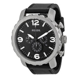 Fossil Nate Chronograph Black Dial Black Leather Strap Watch for Men - JR1436 Buy Now By Fossil