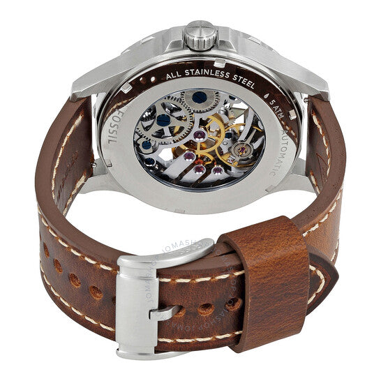 Fossil Forrester Automatic Skeleton Grey Dial Brown Leather Strap Watch for Men - ME3178 Buy Now By Fossil
