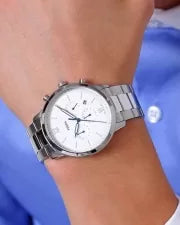 Fossil Neutra Chronograph White Dial Silver Steel Strap Watch for Men - FS5433 Buy Now By Fossil