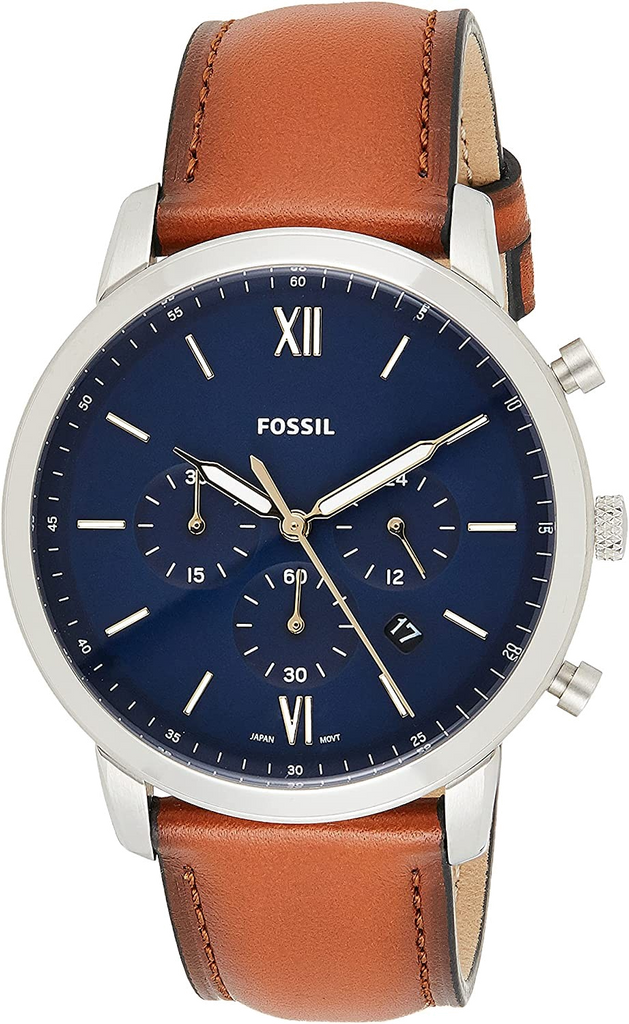 Fossil Neutra Chronograph Blue Dial Brown Leather Strap Watch for Men - FS5453 Buy Now By Fossil