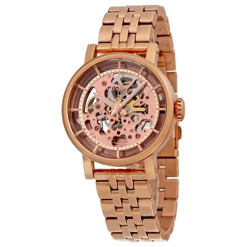Fossil Boyfriend Automatic Skeleton Rose Gold Dial Rose Gold Steel Strap Watch for Women - ME3065 Buy Now By Fossil