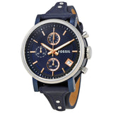Fossil Boyfriend Sport Chronograph Blue Dial Blue Leather Strap Watch for Women - ES4113 Buy Now By Fossil