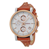 Fossil Boyfriend Chronograph White Dial Brown Leather Strap Watch for Women - ES3837 Buy Now By Fossil