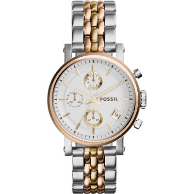Fossil Boyfriend Chronograph White Dial Two Tone Steel Strap Watch for Women - ES3840 Buy Now By Fossil