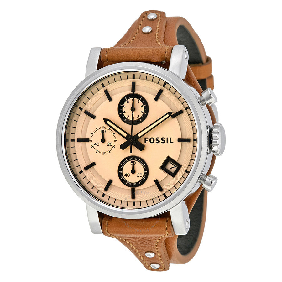 Fossil Original Boyfriend Sport Chronograph Beige Dial Brown Leather Strap Watch for Women - ES4046 Buy Now By Fossil