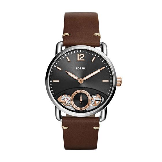 Fossil The Commuter Twist Black Dial Brown Leather Strap Watch for Men - ME1165 Buy Now By Fossil