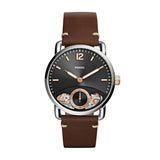 Fossil The Commuter Twist Black Dial Brown Leather Strap Watch for Men - ME1165 Buy Now By Fossil