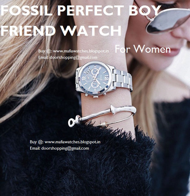 Fossil Perfect Boyfriend Mother of Pearl Blue Dial Silver Steel Strap Watch for Women - ES3880 Buy Now By Fossil