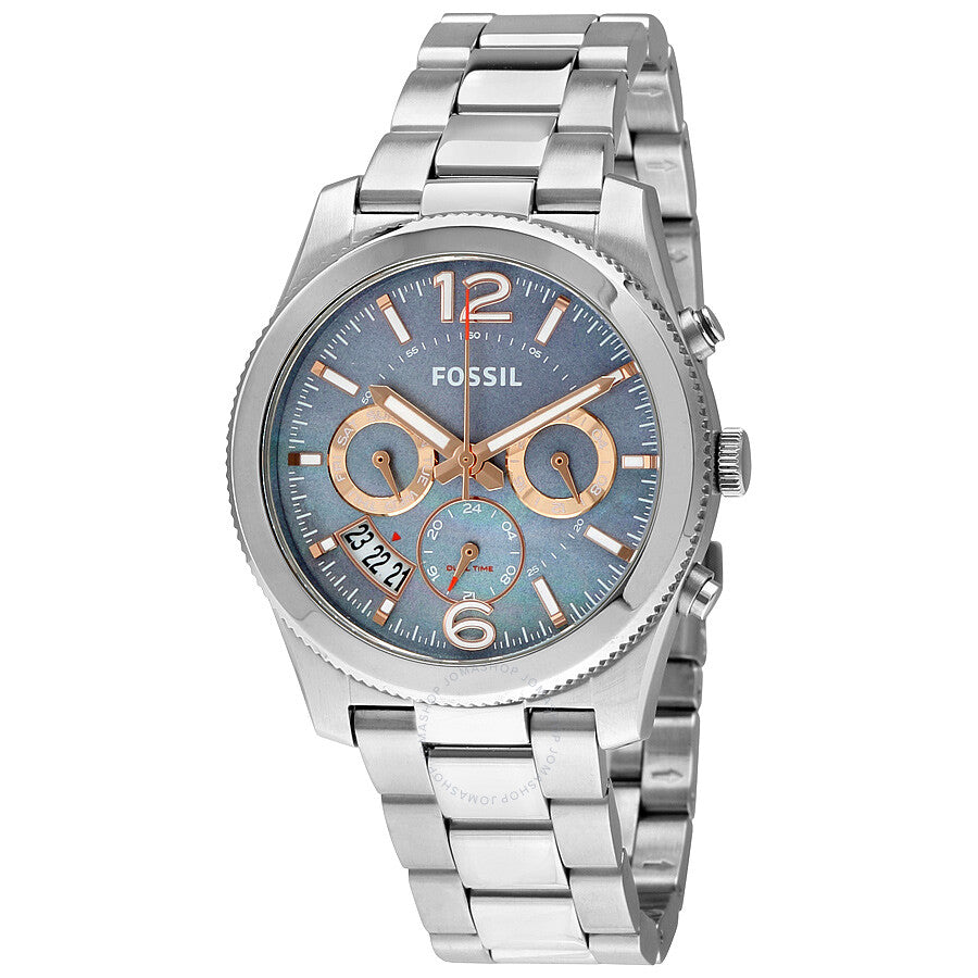 Fossil Perfect Boyfriend Mother of Pearl Blue Dial Silver Steel Strap Watch for Women - ES3880 Buy Now By Fossil