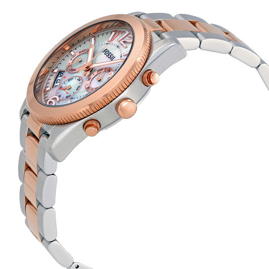 Fossil Perfect Boyfriend Mother of Pearl Dial Two Tone Steel Strap Watch for Women - ES4135 Buy Now By Fossil