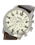 Fossil Pilot Chronograph White Dial Brown Leather Strap Watch for Men - FS5146 Buy Now By Fossil