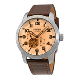 Fossil Pilot 54 Automatic Cream Dial Brown Leather Strap Watch for Men - ME3119 Buy Now By Fossil
