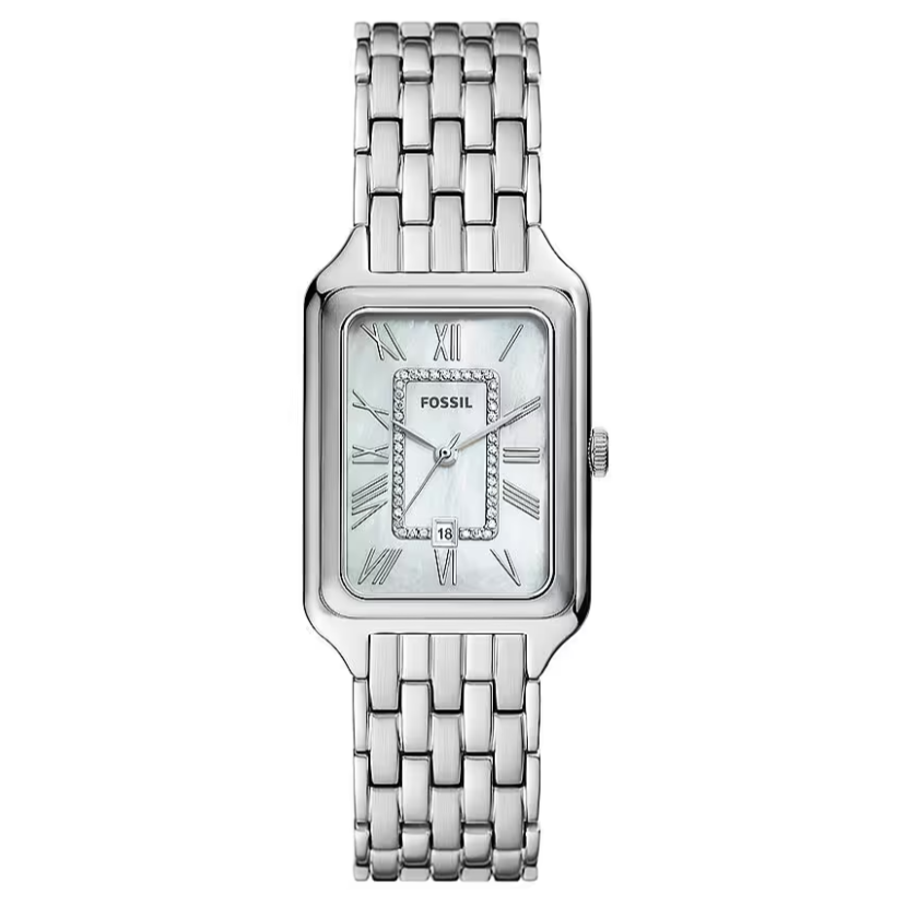 Fossil Raquel Three Hand Date Mother of Pearl Dial Silver Steel Strap Watch for Women - ES5306 Buy Now By Fossil
