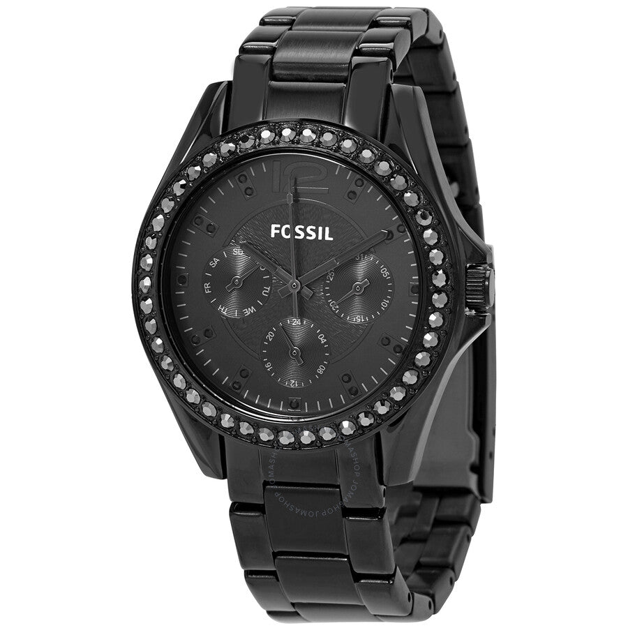 Fossil Riley Multifunction Black Dial Black Steel Strap Watch for Women - ES4519 Buy Now By Fossil