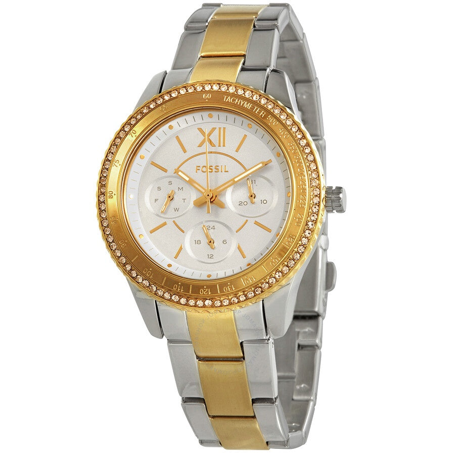 Fossil Stella Sport Multifunction Silver Dial Two Tone Steel Strap Watch for Women - ES5107 Buy Now By Fossil
