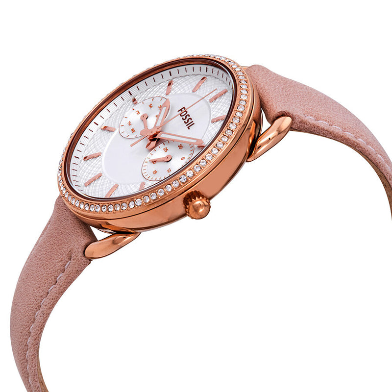 Fossil Tailor Quartz White Dial Pink Leather Strap Watch for Women - ES4393 Buy Now By Fossil