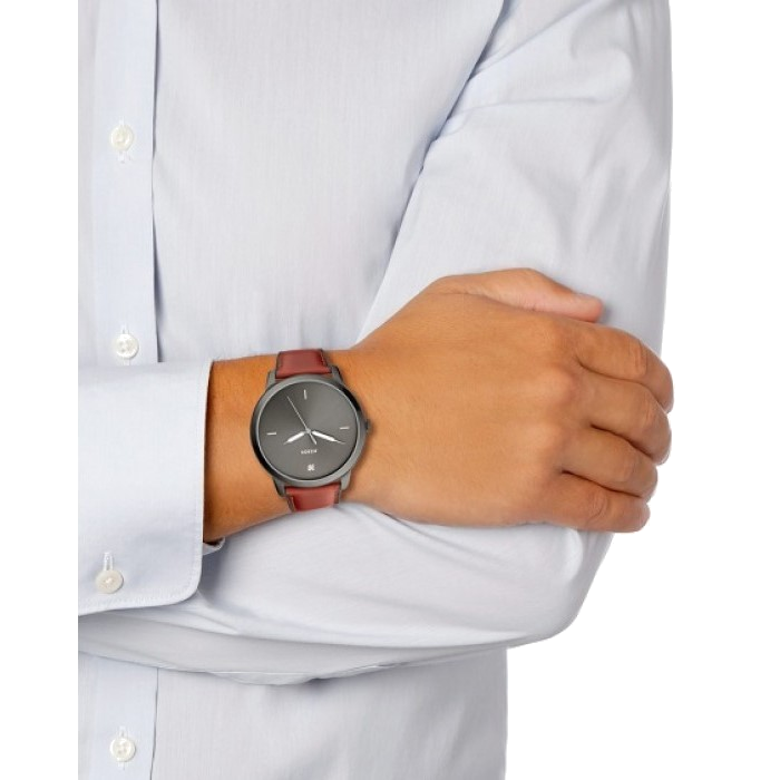 Fossil The Minimalist 3H Grey Dial Brown Leather Strap Watch for Men - FS5479 Buy Now By Fossil