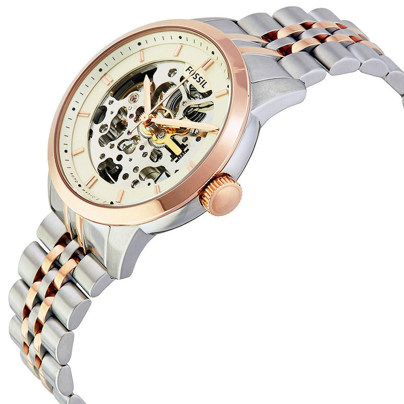 Fossil Townsman Automatic Skeleton White Dial Two Tone Steel Strap Watch for Men - ME3075 Buy Now By Fossil