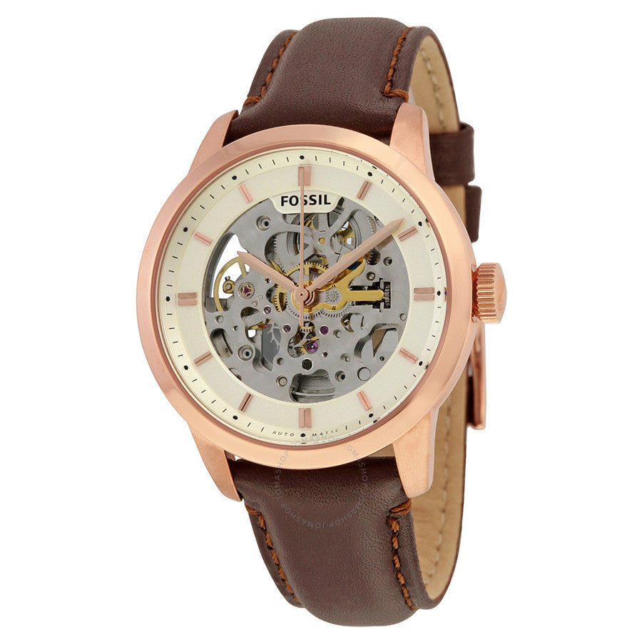 Fossil Townsman Automatic Skeleton White Dial Brown Leather Strap Watch for Men - ME3078 Buy Now By Fossil