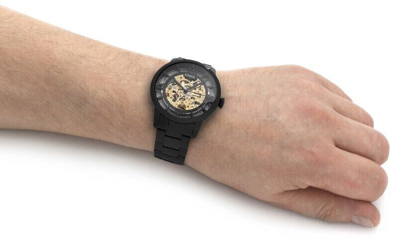 Fossil Townsman Automatic Skeleton Black Dial Black Steel Strap Watch for Men - ME3197 Buy Now By Fossil