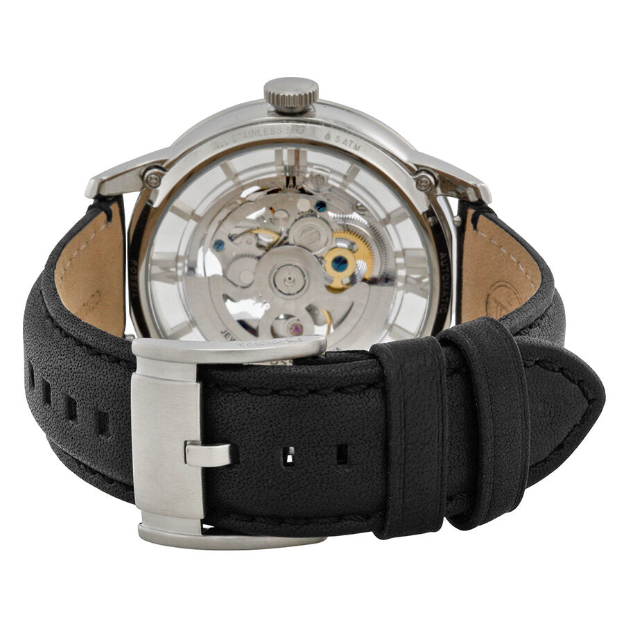 Fossil Townsman Automatic Skeleton Silver Dial Black Leather Strap Watch for Men - ME3041 Buy Now By Fossil