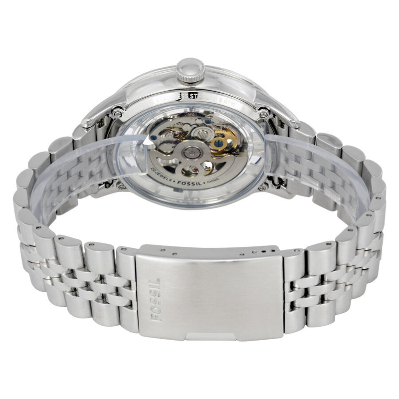 Fossil Townsman Automatic Skeleton Silver Dial Silver Steel Strap Watch for Men - ME3044 Buy Now By Fossil