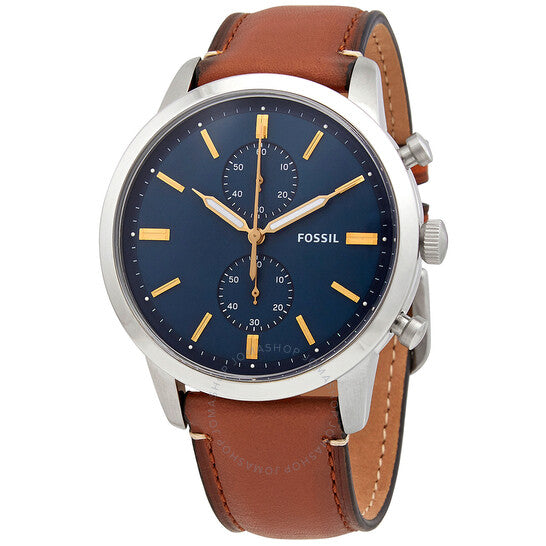 Fossil Townsman Chronograph Blue Dial Brown Leather Strap Watch for Men - FS5279 Buy Now By Fossil