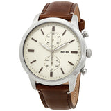 Fossil Townsman Chronograph White Dial Brown Leather Strap Watch for Men - FS5350 Buy Now By Fossil