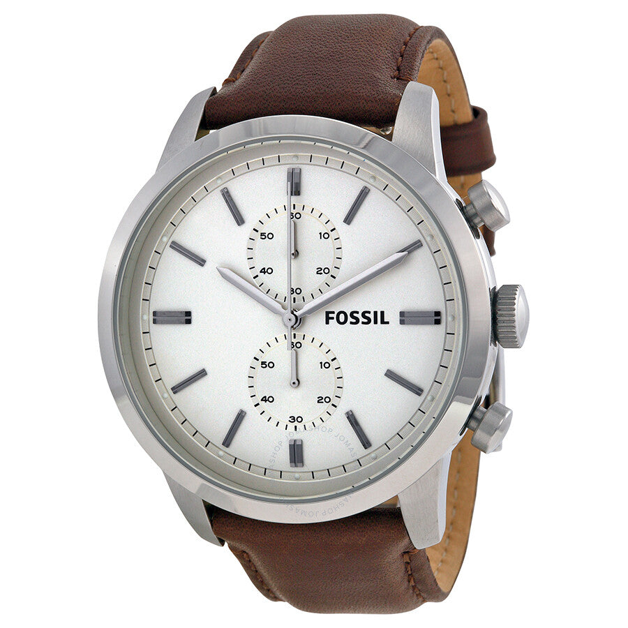 Fossil Townsman Chronograph White Dial Brown Leather Strap Watch for Men - FS5350 Buy Now By Fossil