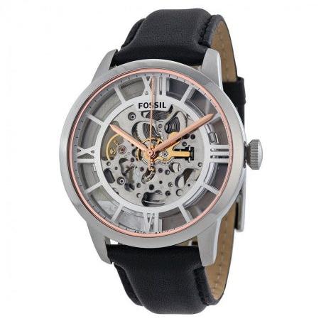 Fossil Townsman Automatic Skeleton Silver Dial Black Leather Strap Watch for Men - ME3041 Buy Now By Fossil