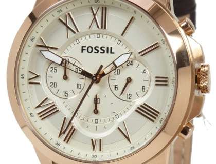 Fossil Grant Chronograph White Dial Brown Leather Strap Watch for Men - FS4991 Buy Now By Fossil