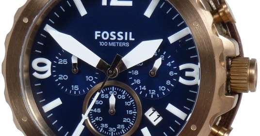 Fossil Nate Chronograph Blue Dial Brown Leather Strap Watch for Men - JR1505 Buy Now By Fossil