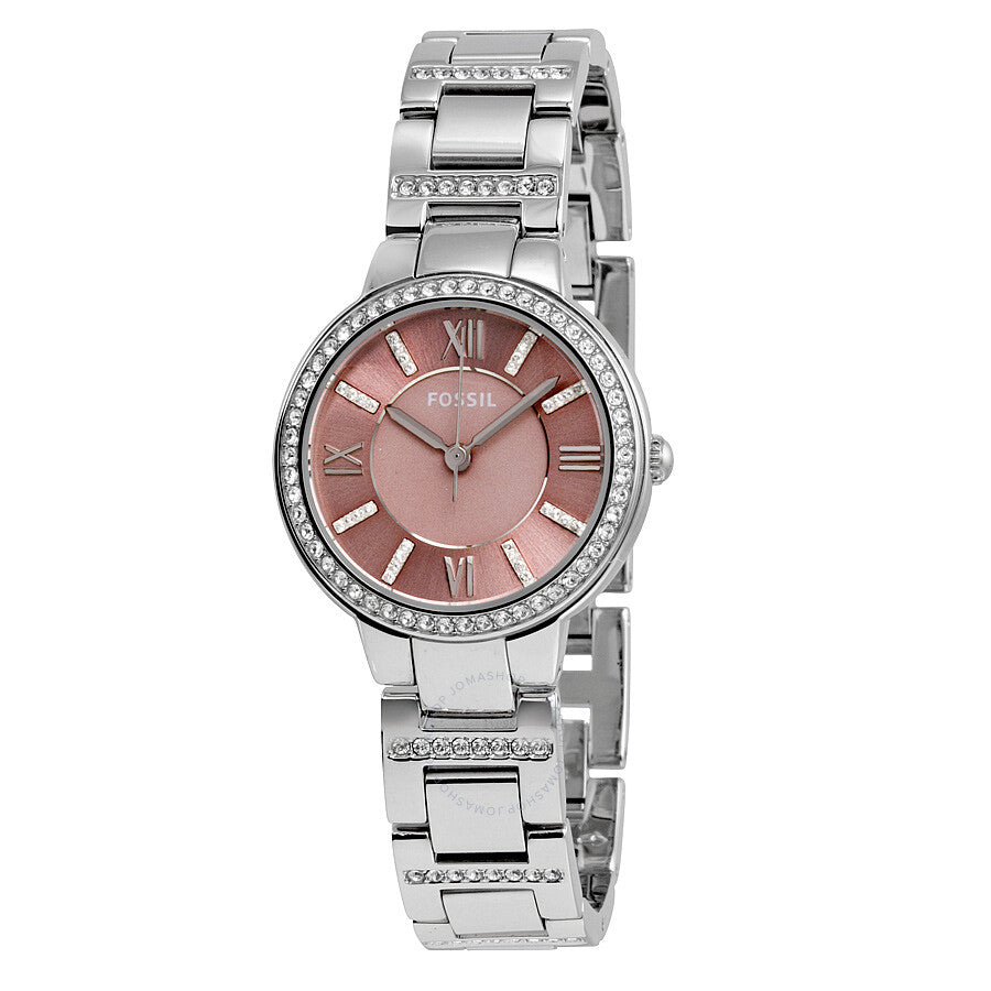 Fossil Virginia Pink Dial Silver Steel Strap Watch for Women - ES3504 Buy Now By Fossil