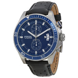 Fossil Wakefield Chronograph Blue Dial Black Leather Strap Watch for Women - CH2945 Buy Now By Fossil