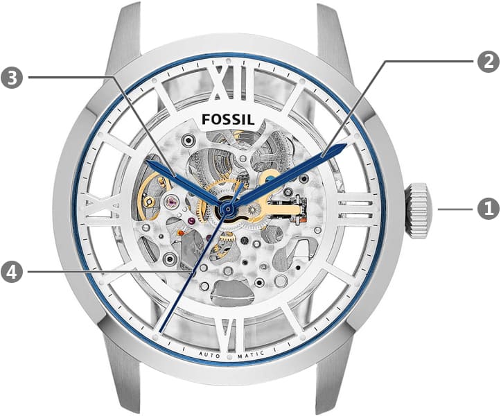 Fossil Townsman Automatic Skeleton Silver Dial Silver Steel Strap Watch for Men - ME3044 Buy Now By Fossil