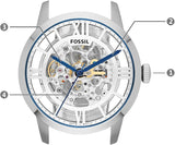 Fossil Townsman Automatic Skeleton Silver Dial Silver Steel Strap Watch for Men - ME3044 Buy Now By Fossil