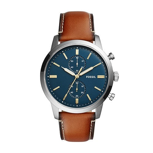 Fossil Townsman Chronograph Blue Dial Brown Leather Strap Watch for Men - FS5279 Buy Now By Fossil