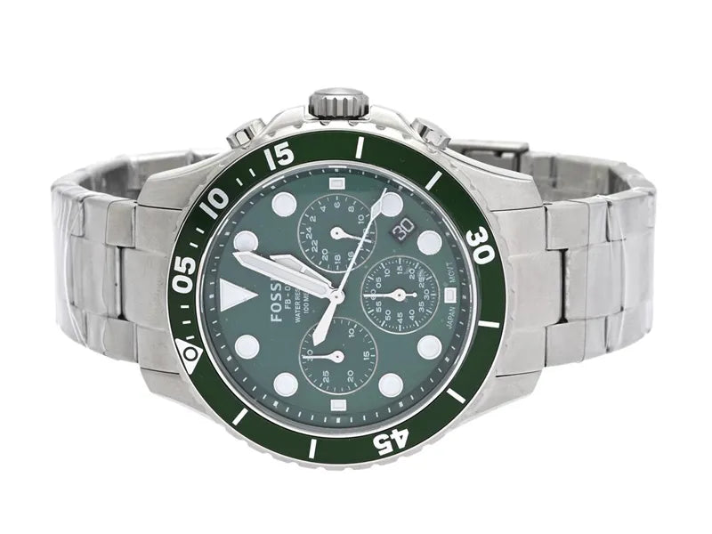 Fossil FB-03 Chronograph Green Dial Silver Steel Strap Watch for Men - FS5726 Buy Now By Fossil