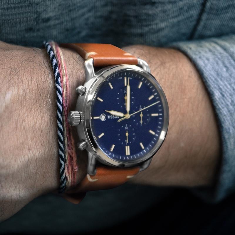 Fossil The Commuter Blue Dial Brown Leather Strap Watch for Men - FS5401 Buy Now By Fossil