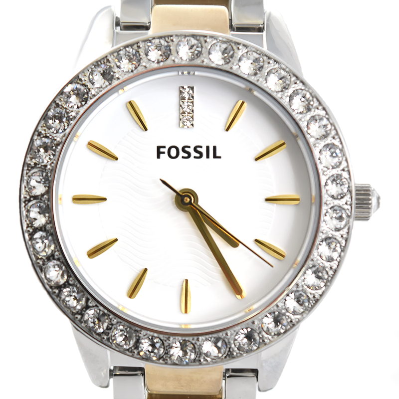 Fossil Jesse Crystals White Dial Two Tone Steel Strap Watch for Women - ES2409 Buy Now By Fossil