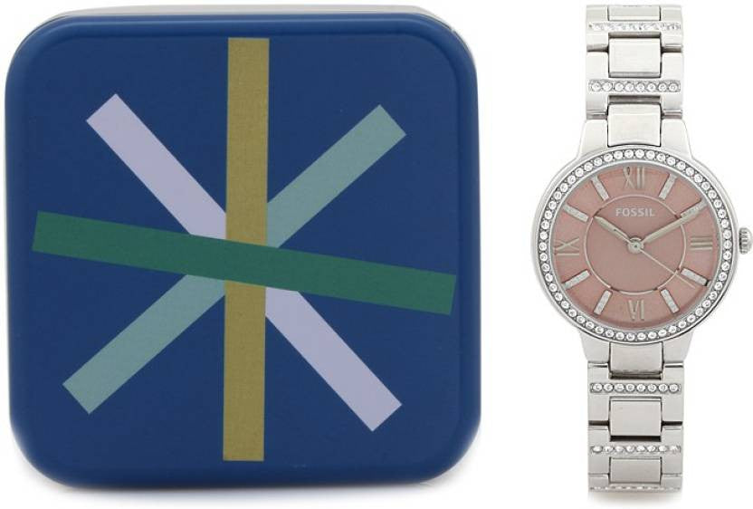 Fossil Virginia Pink Dial Silver Steel Strap Watch for Women - ES3504 Buy Now By Fossil