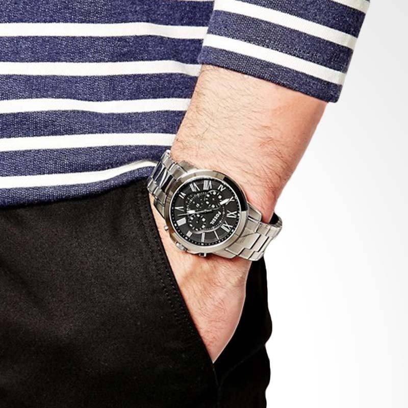 Fossil Grant Chronograph Black Dial Silver Steel Strap Watch for Men - FS4994 Buy Now By Fossil