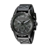 Fossil Nate Chronograph Black Dial Black Leather Strap Watch for Men - JR1510 Buy Now By Fossil