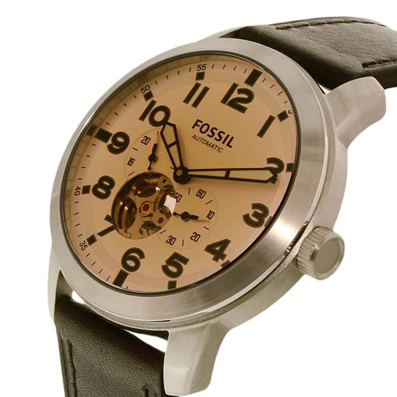 Fossil Pilot 54 Automatic Cream Dial Brown Leather Strap Watch for Men - ME3119 Buy Now By Fossil